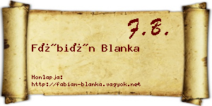 Fábián Blanka névjegykártya