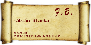 Fábián Blanka névjegykártya